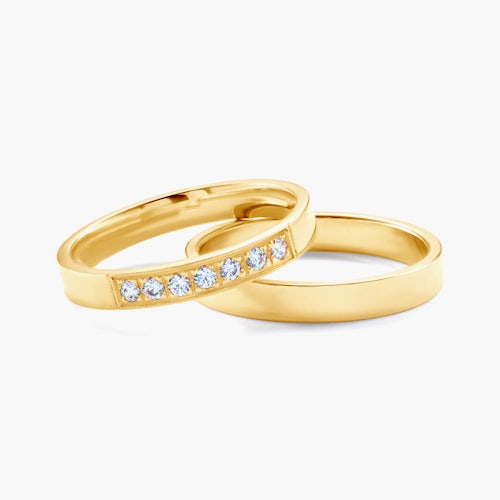 Obrączki ślubne: złote, płaskie, 3 mm